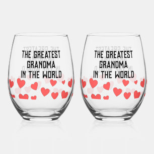The Greatest Grandma In The World Custom Stemless Wine Glass