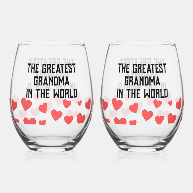 The Greatest Grandma In The World Custom  Stemless Wine Glass (Front)