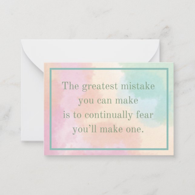 The Greatest Mistake inspirational quote card (Front)