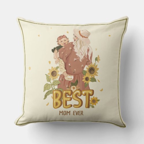 The Greatest Mom of All Time Boho Style Throw Pillow