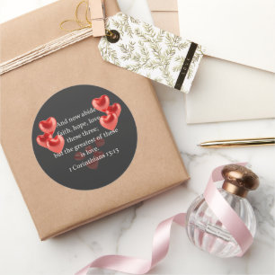 ".. the greatest of these in love." Christian Classic Round Sticker