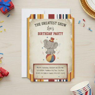 The Greatest Show   1st Birthday Circus Invitation