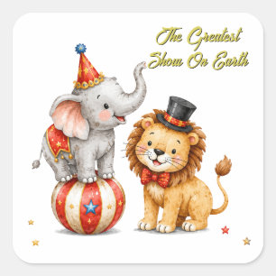 The Greatest Show On Earth Kids Birthday Party Square Sticker