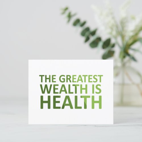 The greatest wealth is health holiday postcard