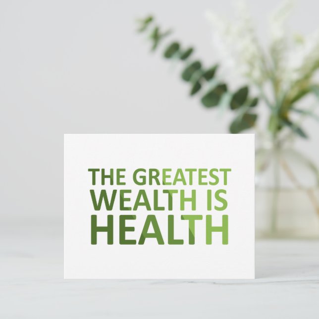 The greatest wealth is health holiday postcard (Standing Front)