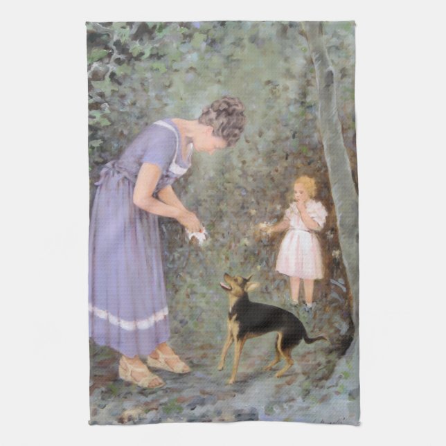 The Greedy Small Dog by Guido Marzulli, Realism  Kitchen Towel (Vertical)