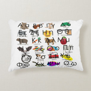 The Greek Alphabet Letters Words & Pictures Accent Pillow