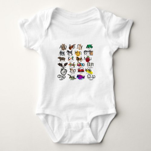 The Greek Alphabet Letters Words  Pictures Baby Bodysuit