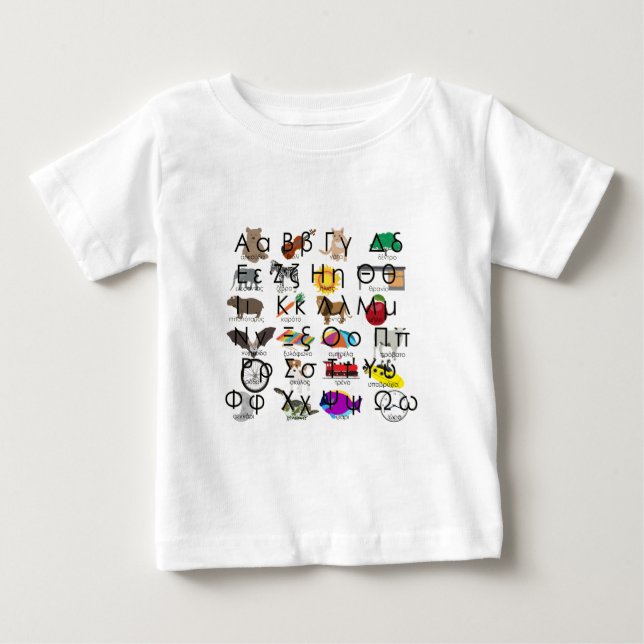 The Greek Alphabet Letters Words & Pictures Baby T-Shirt (Front)