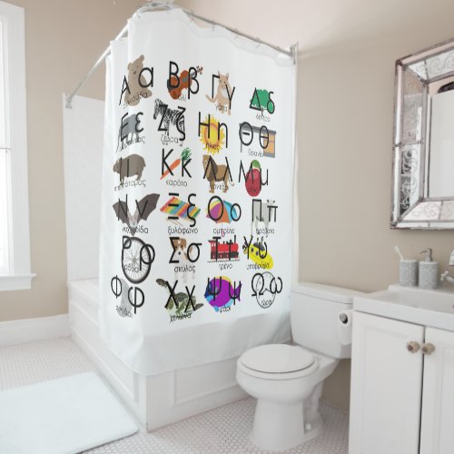 The Greek Alphabet Letters Words  Pictures Shower Curtain