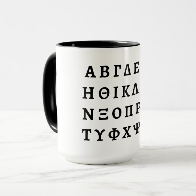 The Greek Alphabet Mug (Front Left)