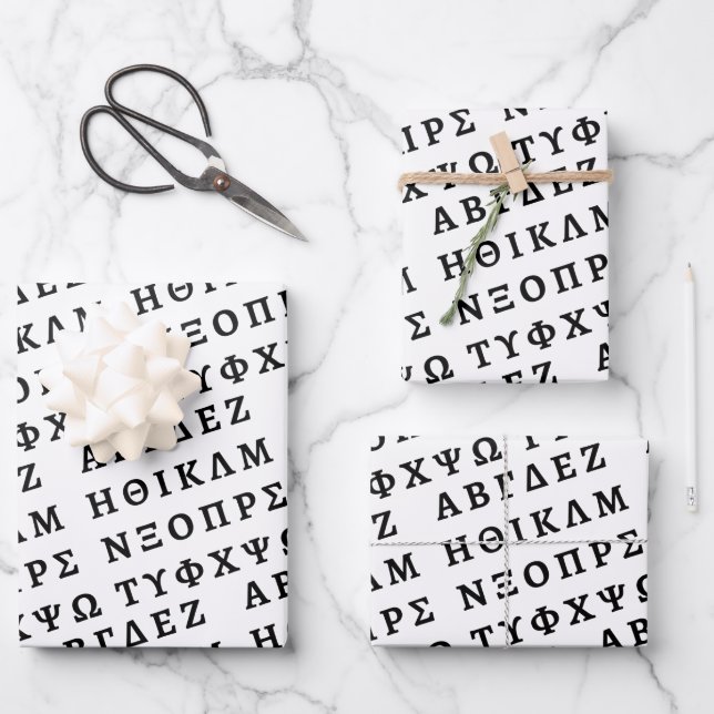 The Greek Alphabet Wrapping Paper Sheets (Front)