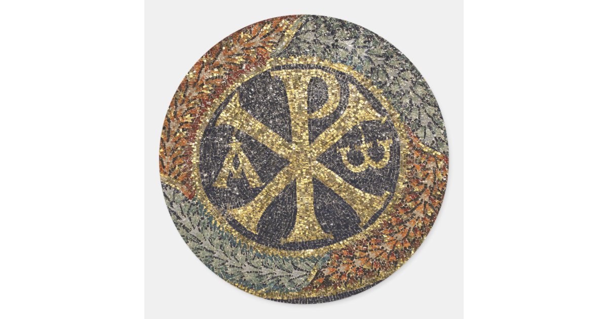 The Greek Chi Rho Byzantine Mosaic Icon Classic Round Sticker | Zazzle