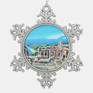 The Greek Theater - Pewter Snowflake Ornament