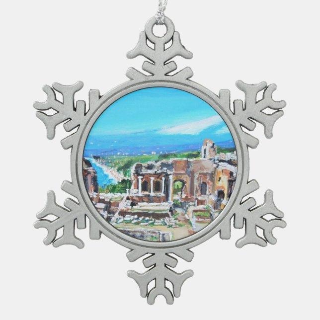 The Greek Theater - Pewter Snowflake Ornament (Front)