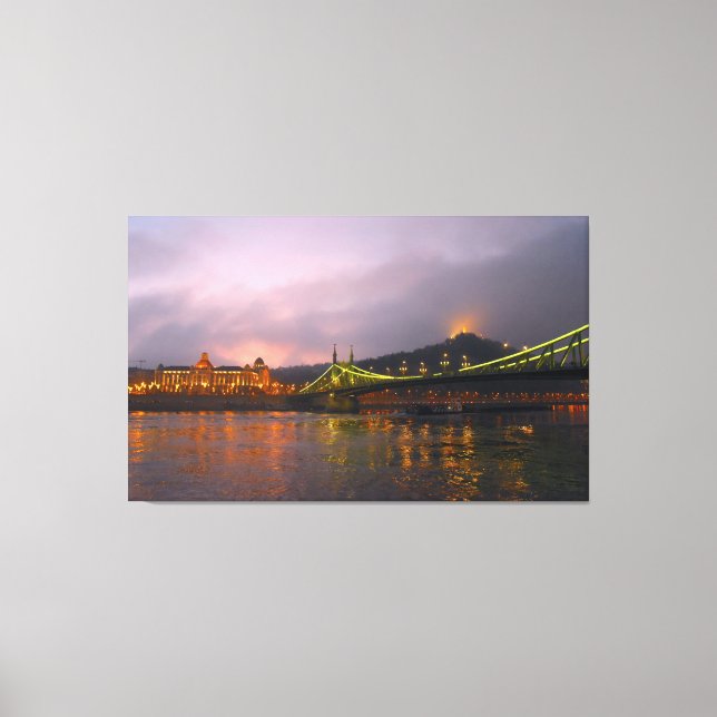 The Green Bridge, Liberty Hill, Budapest, Hungary. Canvas Print (Front)