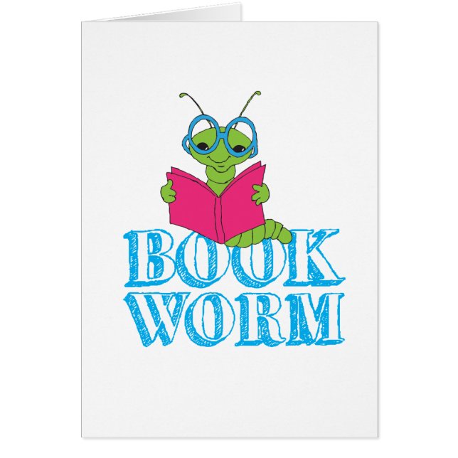 The Green Brilliant Cartoon Bookworm Book Worm Cards (Front)