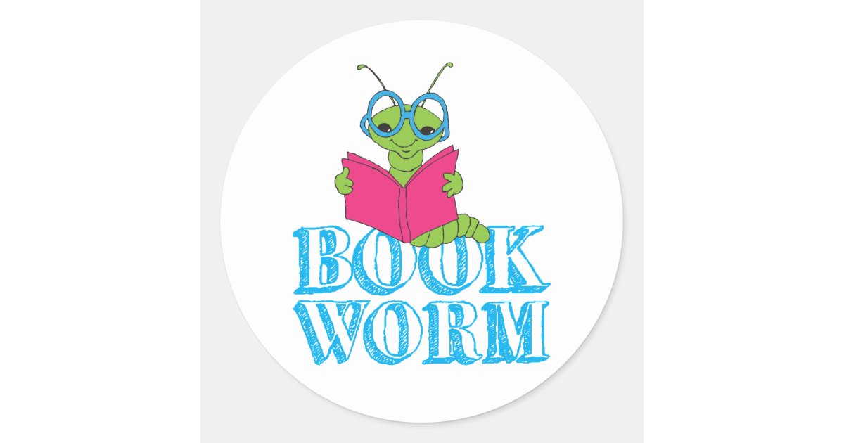 The Green Brilliant Cartoon Bookworm Book Worm Classic Round Sticker |  Zazzle