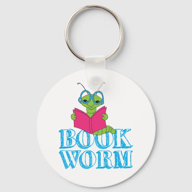 The Green Brilliant Cartoon Bookworm Book Worm Keychain (Front)