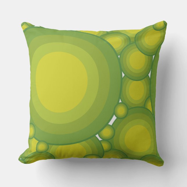The Green bubbles Throw Pillow (Front)