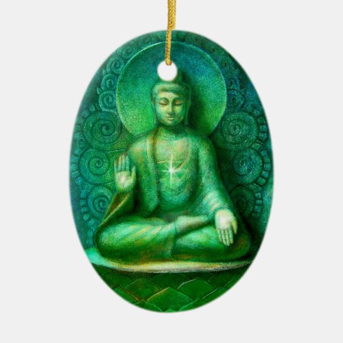 The Green Buddha Oval Christmas Ornament