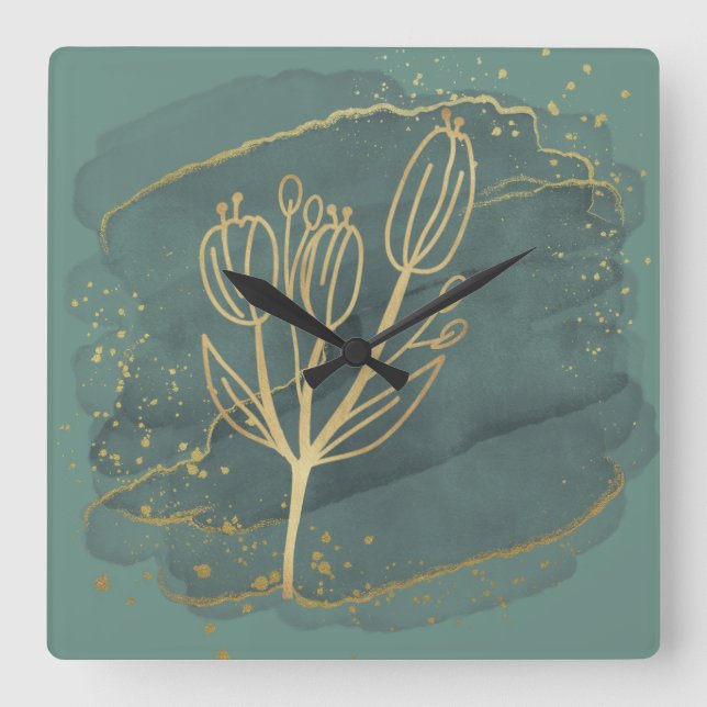 The Green Cactus 10.75"  Square Wall Clock (Front)