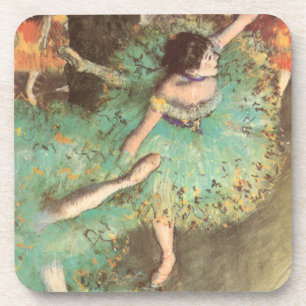 The Green Dancer by Edgar Degas, Vintage Ballet Drink Coaster