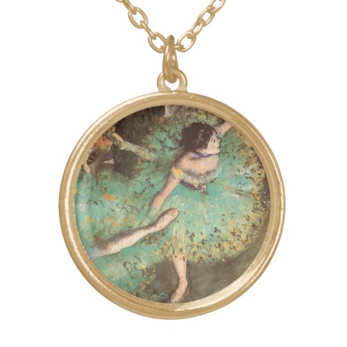 The Green Dancer by Edgar Degas Vintage Ballet Gold Plated Necklace