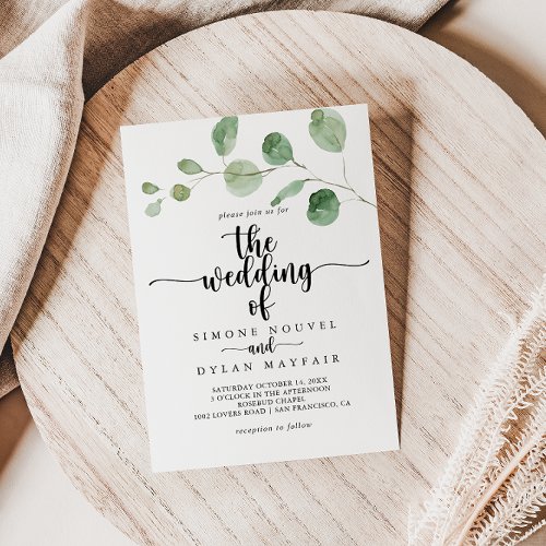 The Green Delight Eucalyptus Wedding of  Invitation