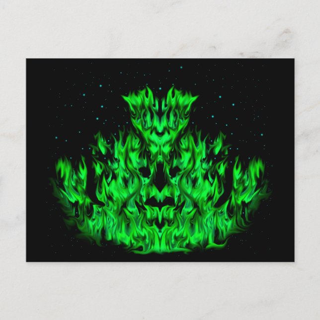 The green Flame Monster in The Starlight Sky Postcard (Front)