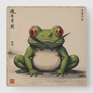 The Green Frog Square Wall Clock