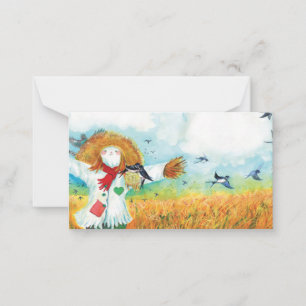The Green Heart Scarecrow & Swallows Illustration Note Card