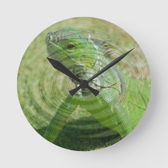 The Green Iguana Round Clock (Front)