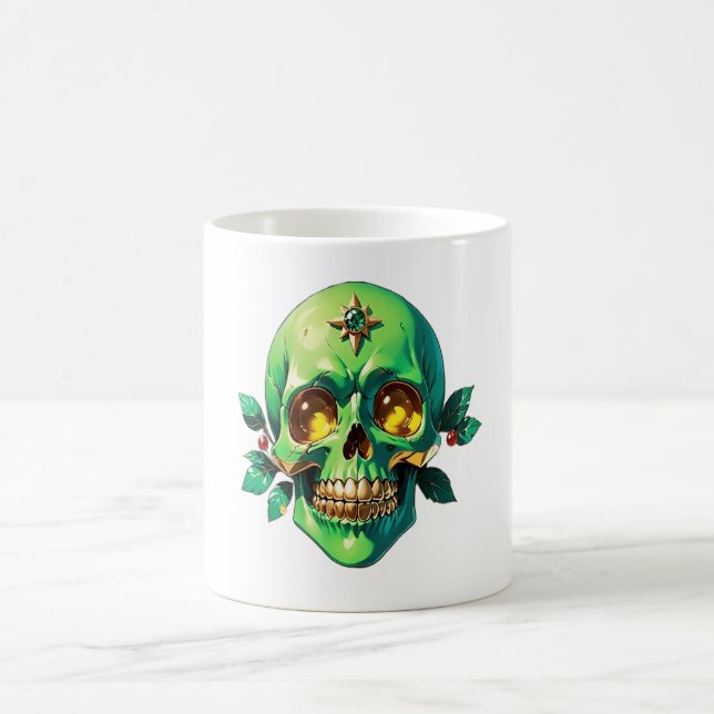 The Green King Skull with a Jeweled Crown Coffee Mug (Center)