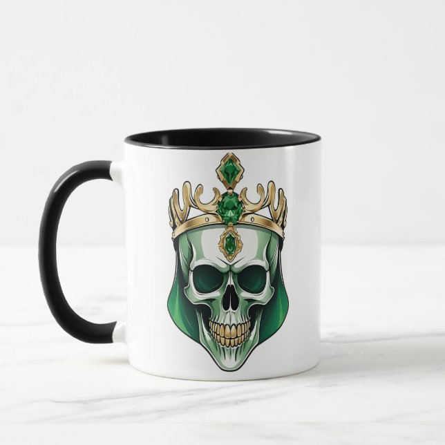 The Green King Skull with a Jeweled Crown Mug (Left)