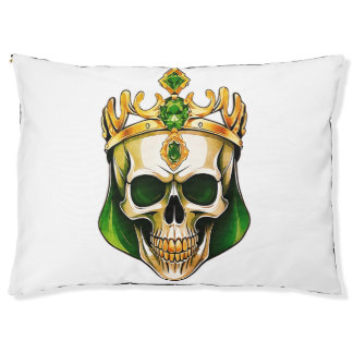 The Green King Skull with a Jeweled Crown Pet Bed