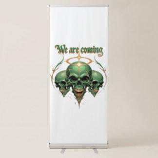 The Green King Skull with a Jeweled Crown Retractable Banner