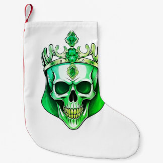 The Green King Skull with a Jeweled Crown Small Christmas Stocking
