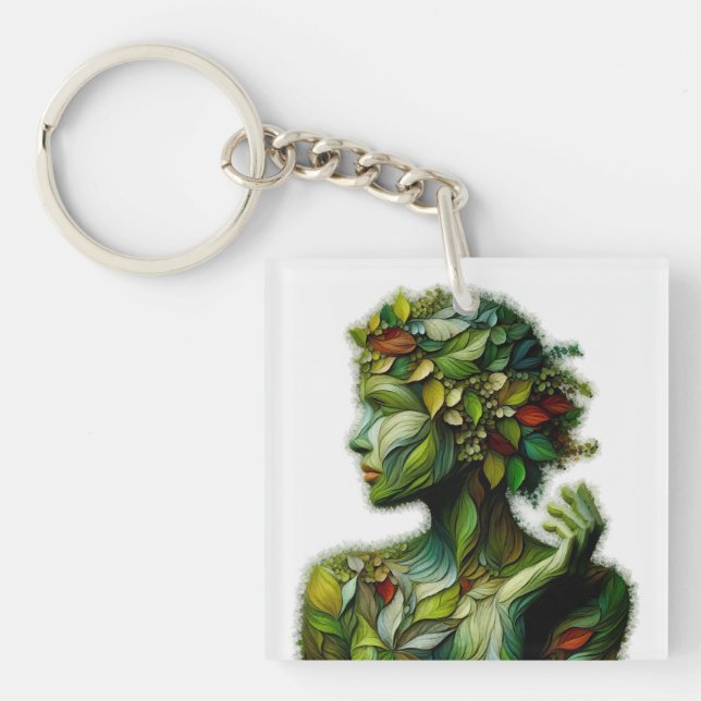 The Green Lady - White Background Keychain (Front)