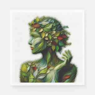 The Green Lady - White Background Napkins
