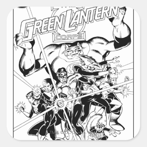 The Green Lantern Corps Black and White Square Sticker