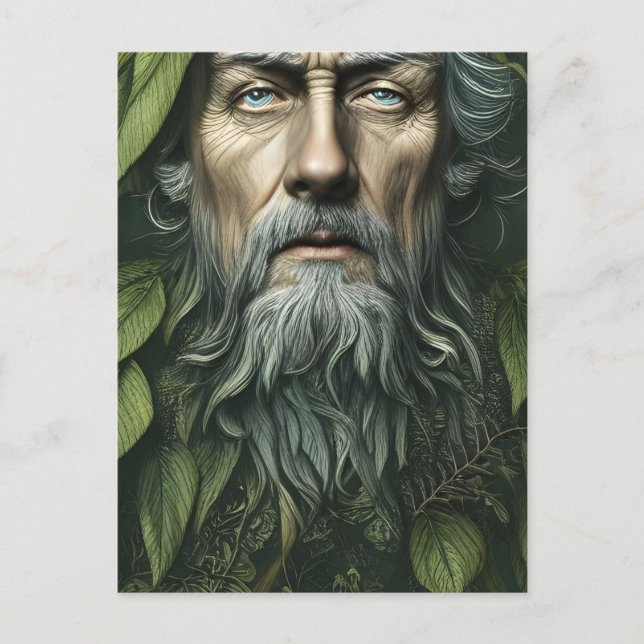 The Green Man Folklore Deity Digital Art  Postcard (Front)