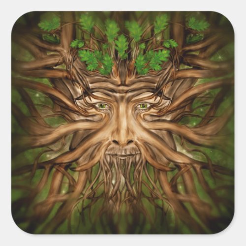 The Green Man _ Spring Square Sticker