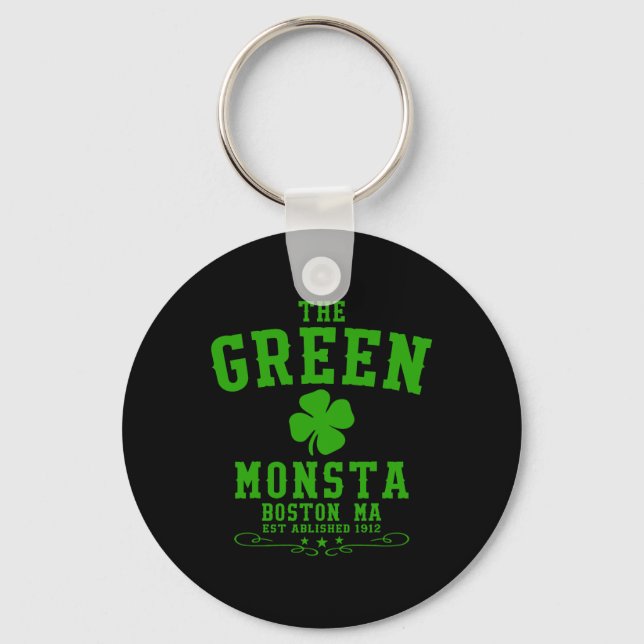 The Green Monsta Clic St Patricks Day Boston Name  Keychain (Front)