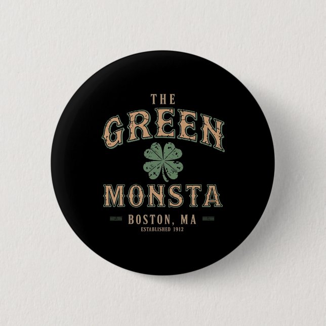 The Green Monsta Outfits St Patricks Day Boston Na Button (Front)