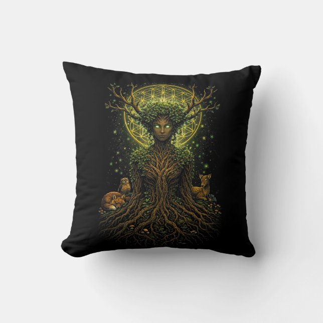The Green Mother Throw Pillow (Front)