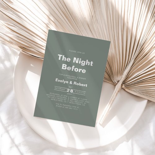 The Green Night Before Rehearsal Dinner  Invitation