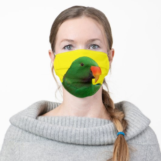 "The Green Orator" Eclectus Parrot Bird Adult Cloth Face Mask (Worn)