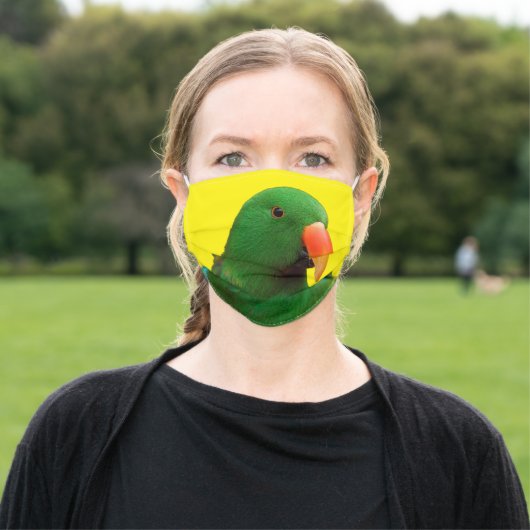 "The Green Orator" Eclectus Parrot Bird Adult Cloth Face Mask (Outside)