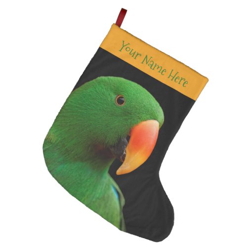 The Green Orator Eclectus Parrot Large Christmas Stocking